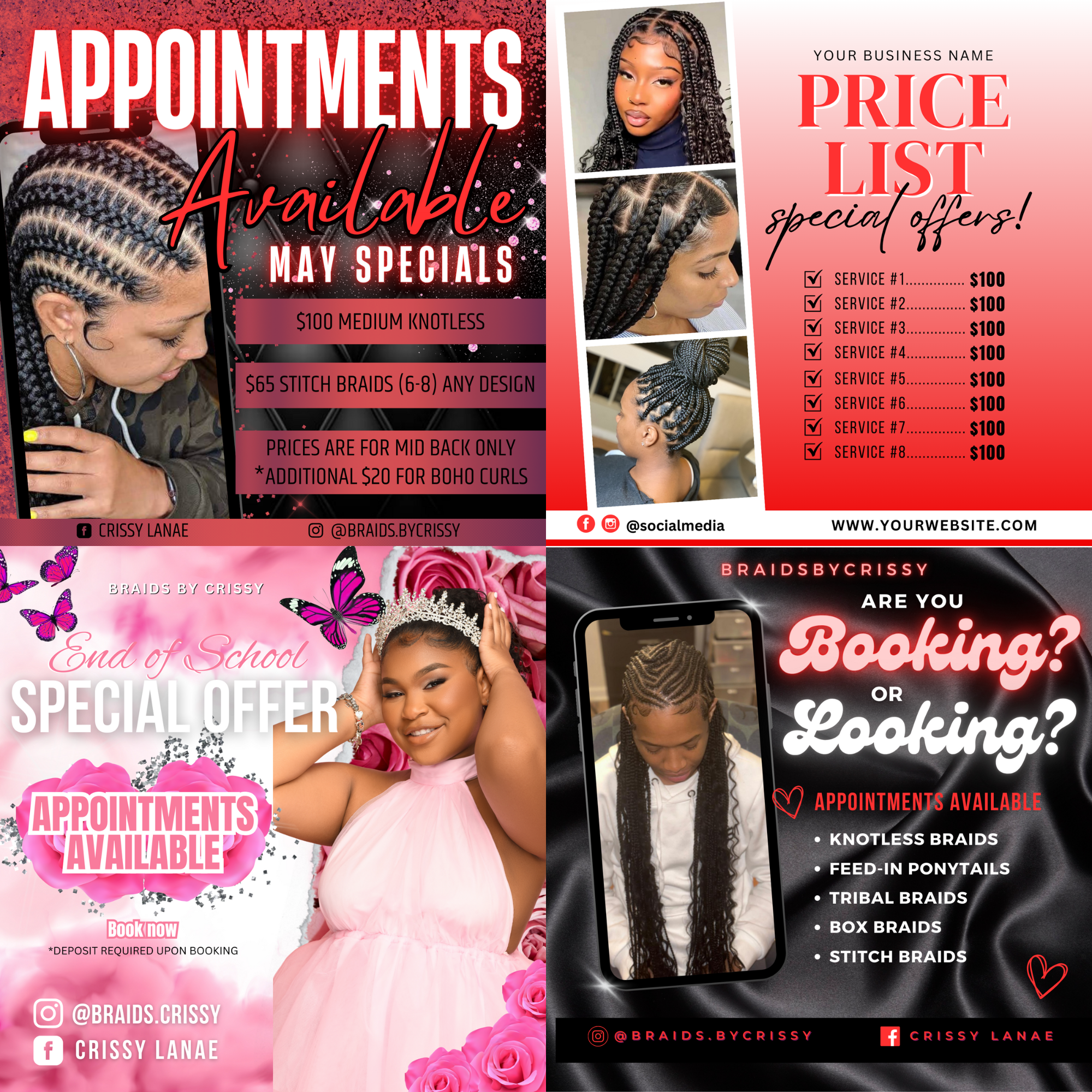 4 Pack Editable Flyer Template (ONLY)