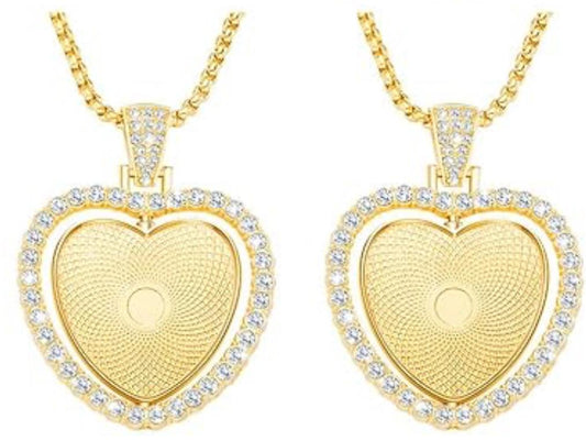 Heart Shaped Rhinestone Necklace w/ Chain