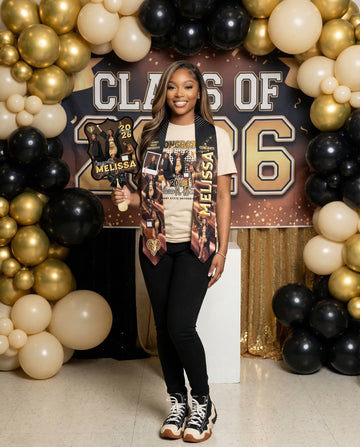 Luxury Graduation Bundle 2026 | Custom Grad Shirt, Stole & Fan Set | Personalized Senior Package | Black & Gold Graduation Gift